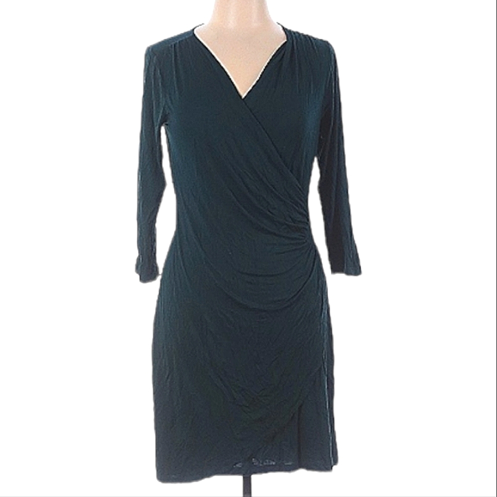 Design 365 Casual V-Neck Dress Green Size L